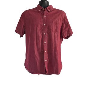 True Craft Men's Size Large Red Button Down Short Sleeve Shirt